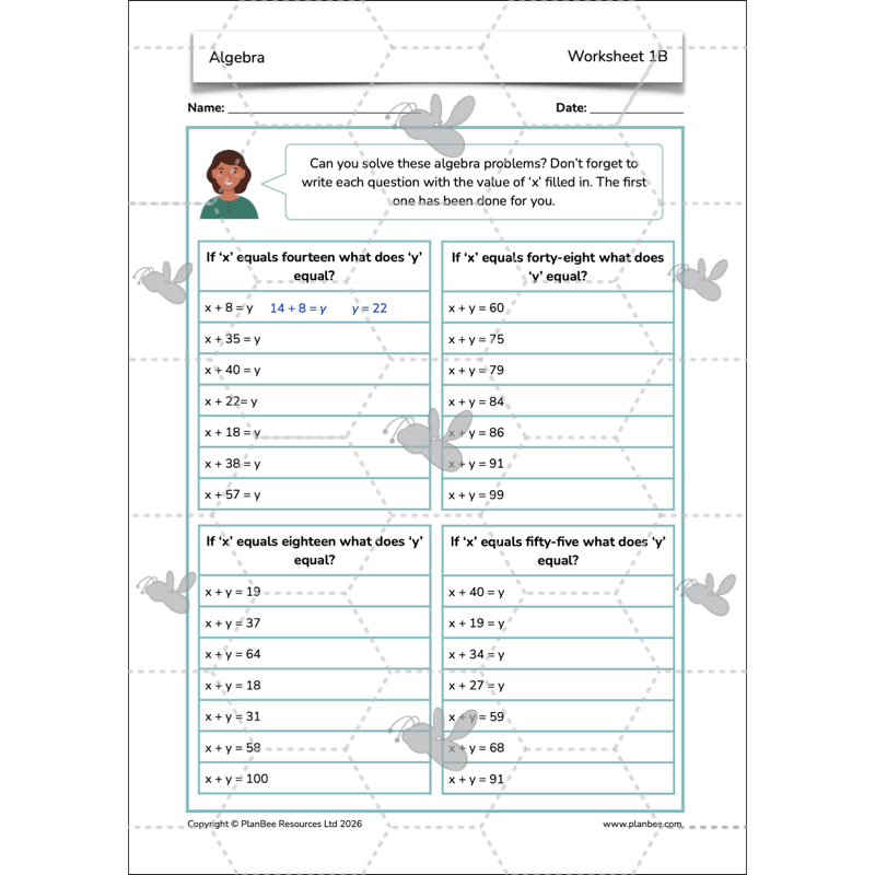 PlanBee Algebra: simple algebra lesson planning for Year 6