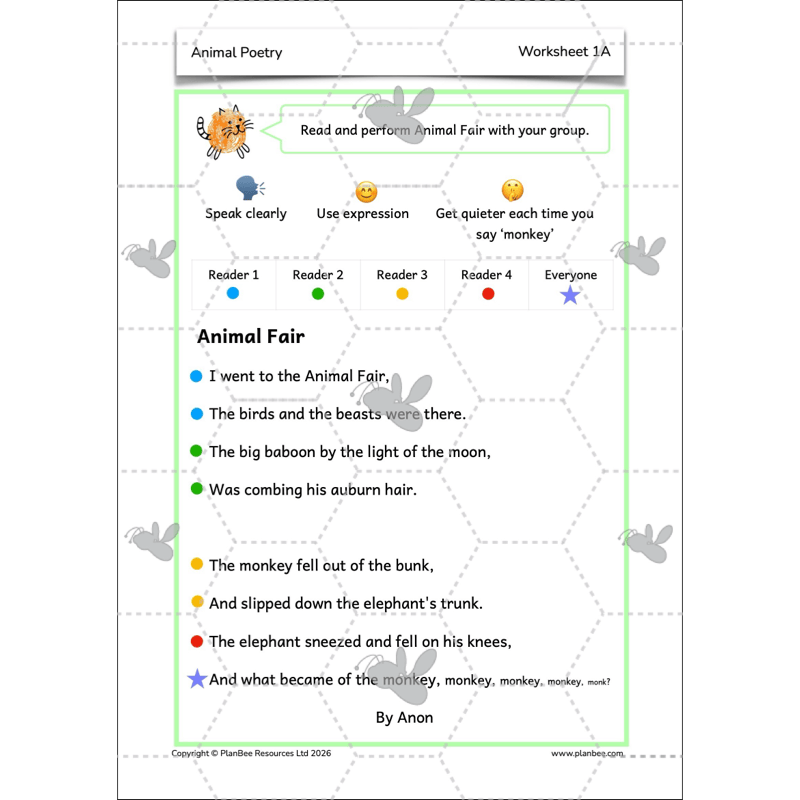 PlanBee Animal Poetry KS1 English Lesson Pack