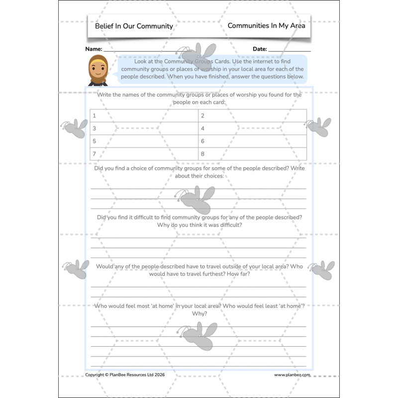 PlanBee Belief In Our Community: Complete set of KS2 RE lessons