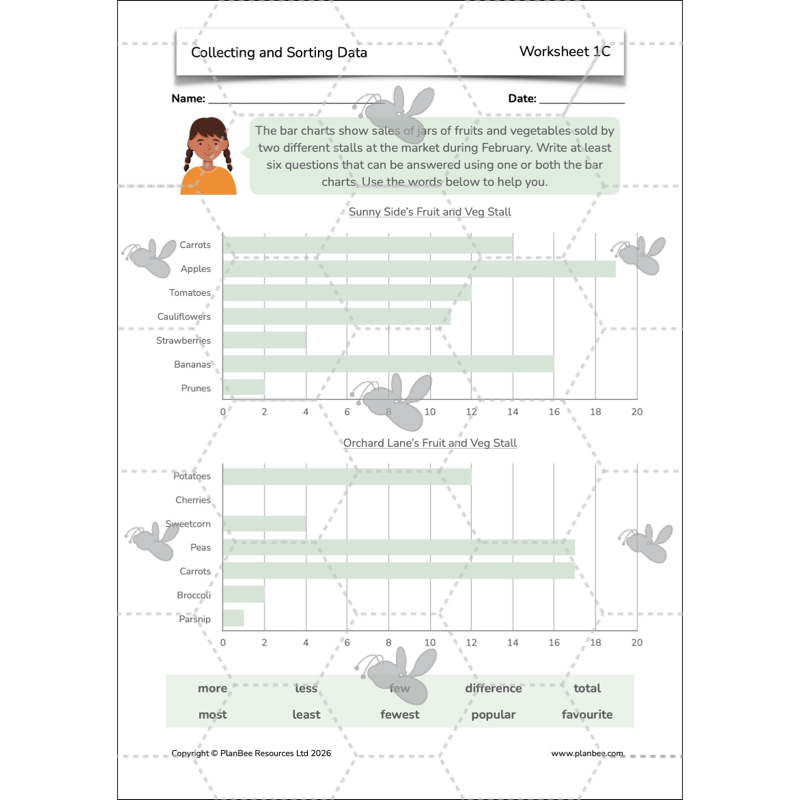 PlanBee Collecting and Sorting Data Year 3 Statistics by PlanBee