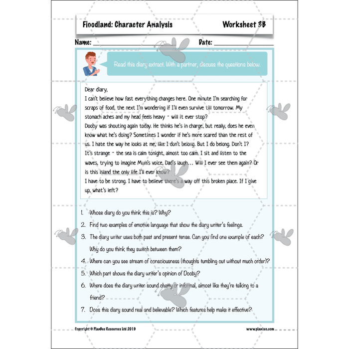 PlanBee Floodland: Character Analysis KS2 | English Lesson Pack