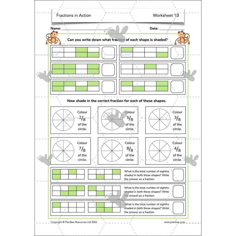 PlanBee Fractions in Action: Year 3 Fractions Planning by PlanBee