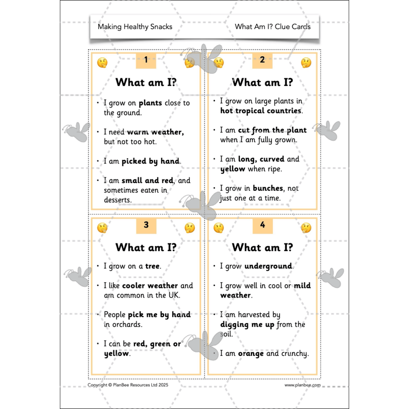 PlanBee Making Healthy Snacks | KS1 DT Lesson Pack