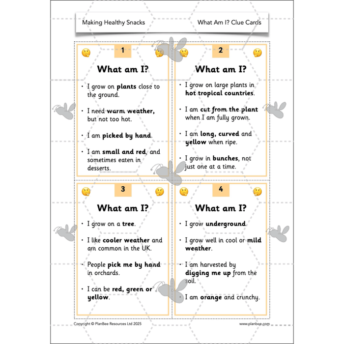 PlanBee Making Healthy Snacks | KS1 DT Lesson Pack