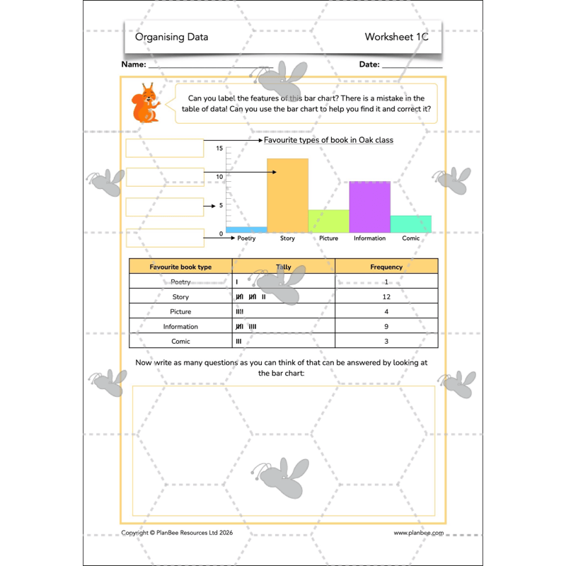 PlanBee Year 3 Statistics Organising Data PlanBee Maths Lesson