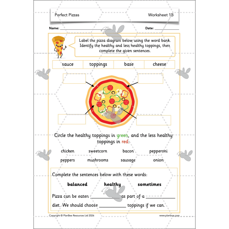 PlanBee Perfect Pizzas KS1 DT Lesson Pack