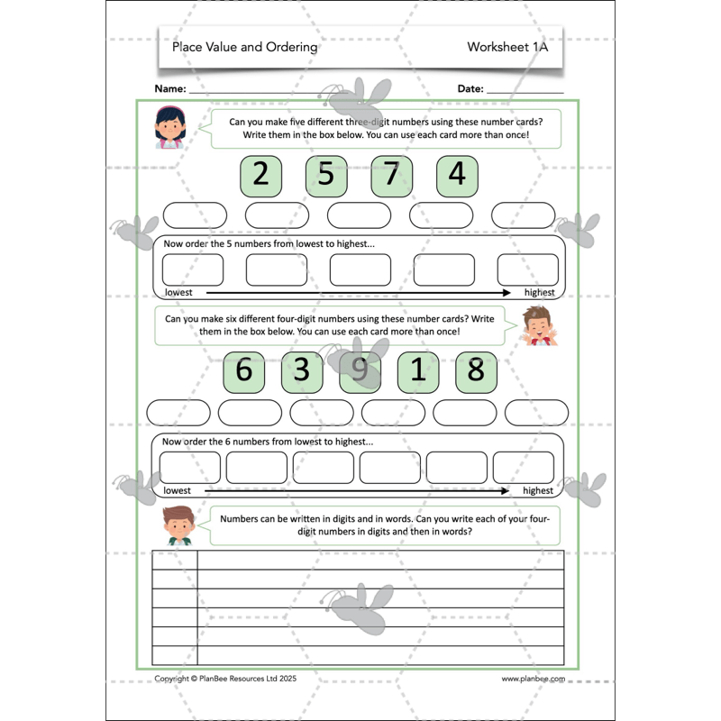 PlanBee Place Value and Ordering Year 4 Maths Lessons by PlanBee