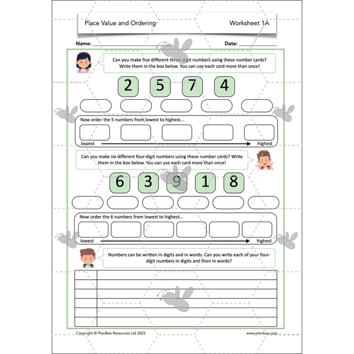 PlanBee Place Value and Ordering Year 4 Maths Lessons by PlanBee
