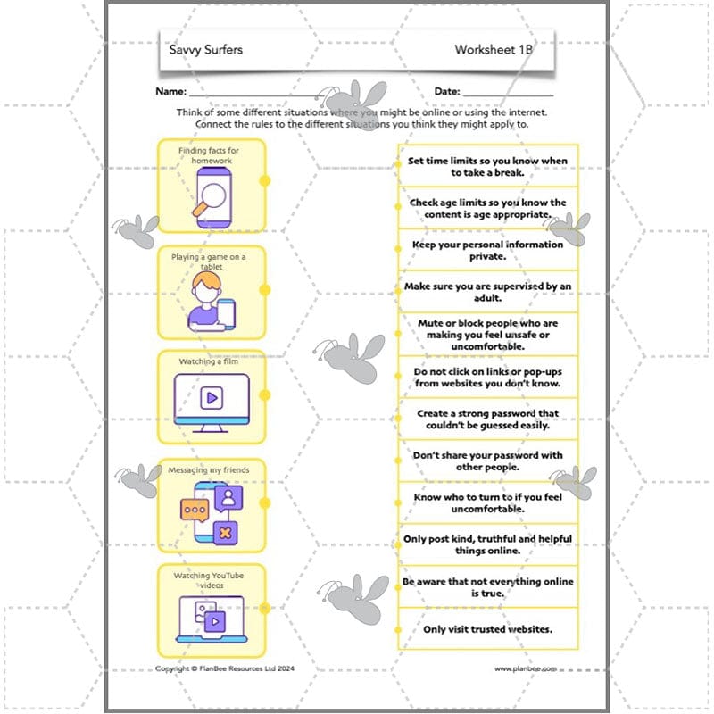 PlanBee Online Safety Year 3 | 5 Complete PSHE Lessons