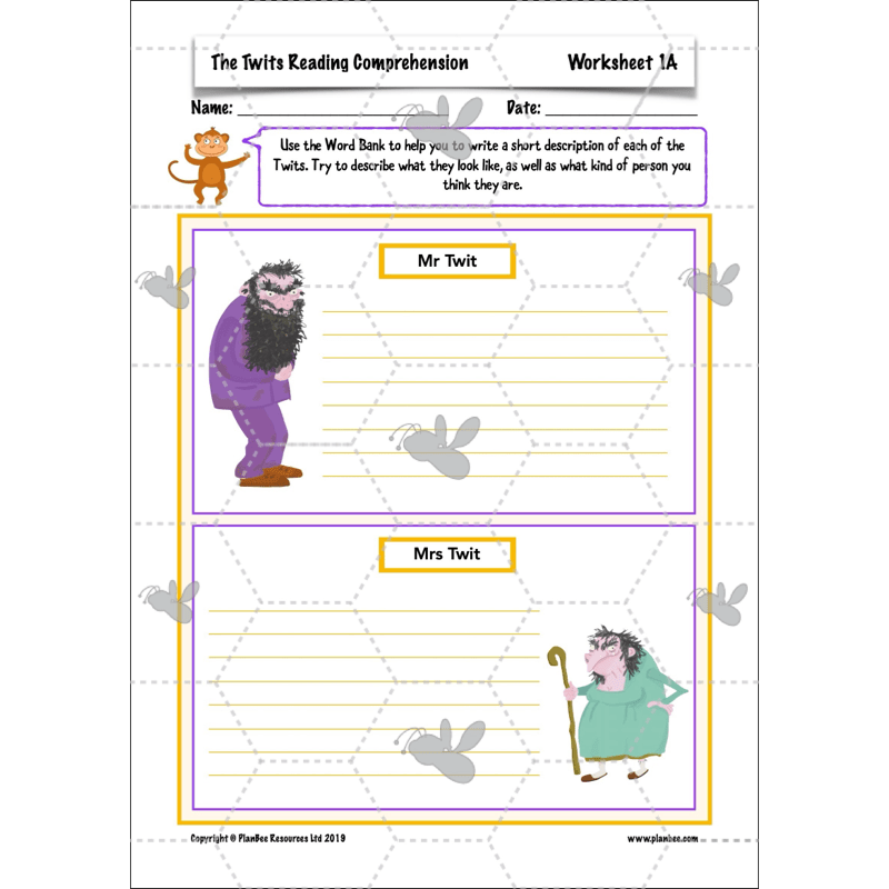 PlanBee The Twits Reading Comprehension KS2 | Year 4 English Pack
