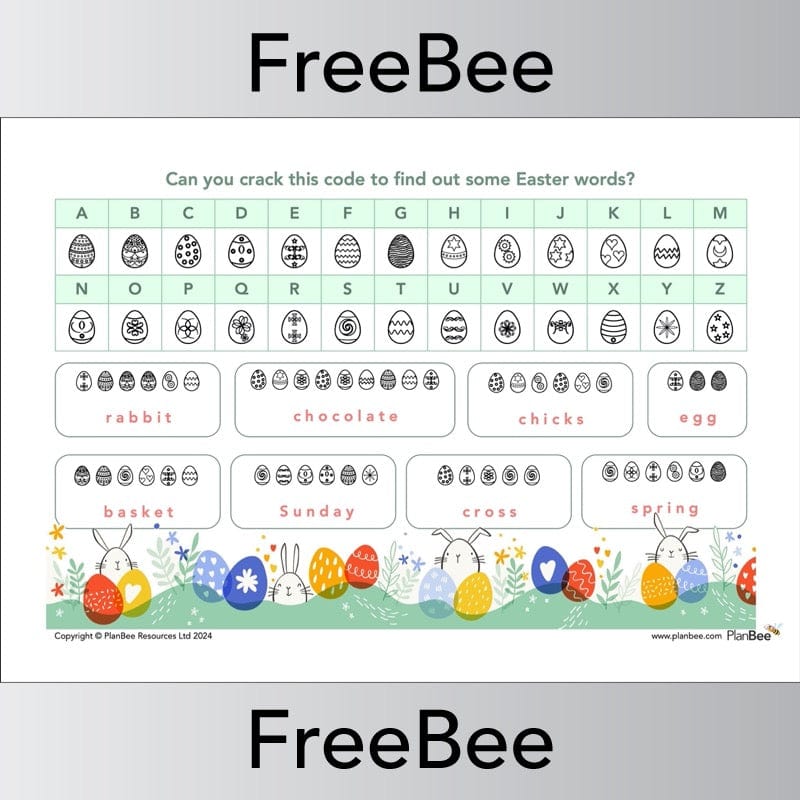PlanBee Printable Code Breaker Easter Quiz for Kids by PlanBee