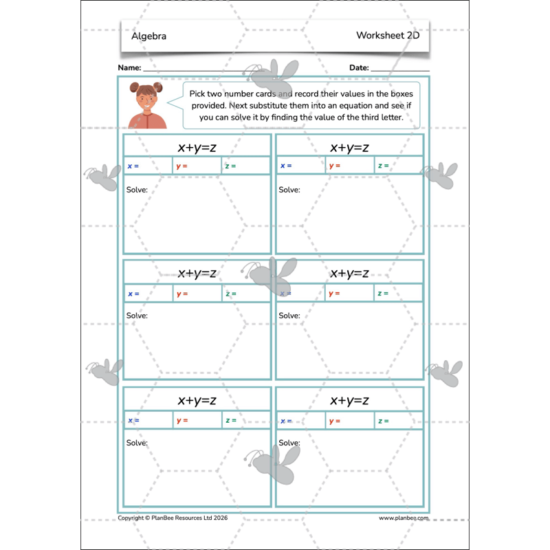 PlanBee Algebra: simple algebra lesson planning for Year 6