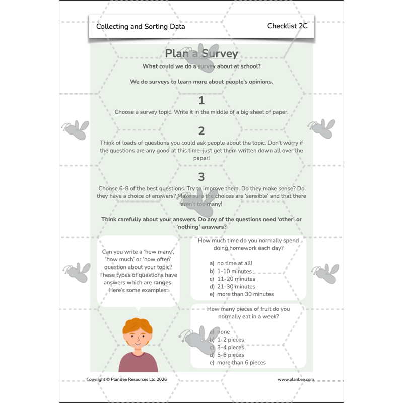 PlanBee Collecting and Sorting Data Year 3 Statistics by PlanBee