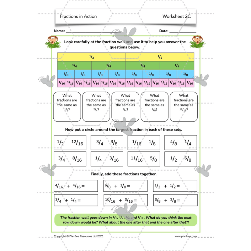 PlanBee Fractions in Action: Year 3 Fractions Planning by PlanBee
