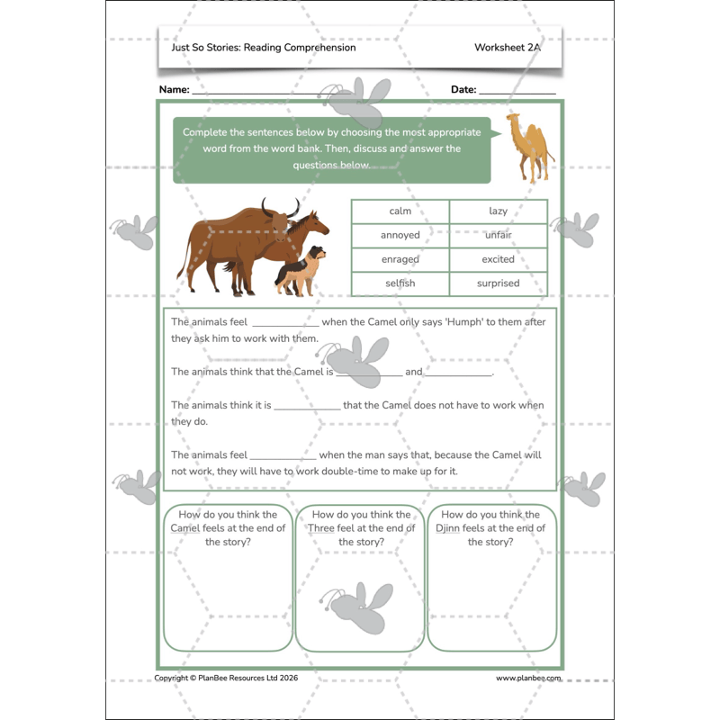 PlanBee Just So Stories KS2 | Reading Comprehension Year 4