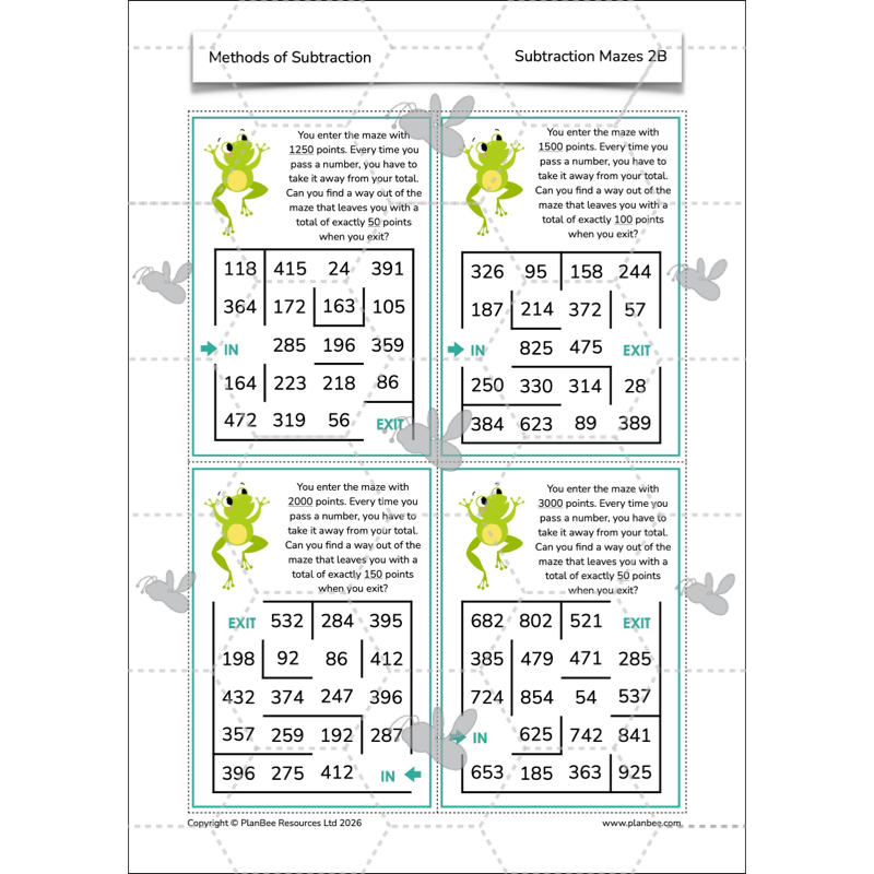 PlanBee Methods of Subtraction Year 4 Maths Lessons by PlanBee