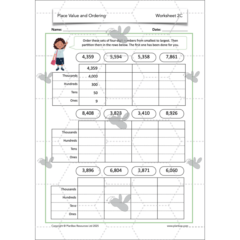 PlanBee Place Value and Ordering Year 4 Maths Lessons by PlanBee