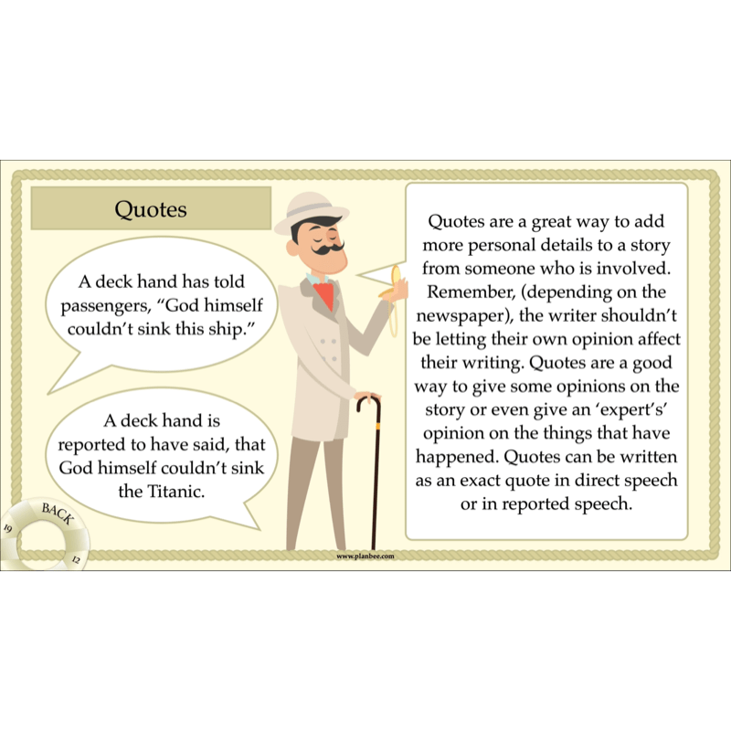 PlanBee Titanic Recounts and Reports English KS2 Lesson Pack