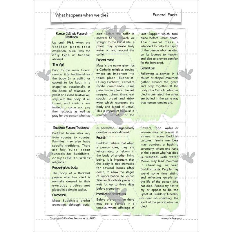 PlanBee What happens when we die? KS2 RE Lesson Plans