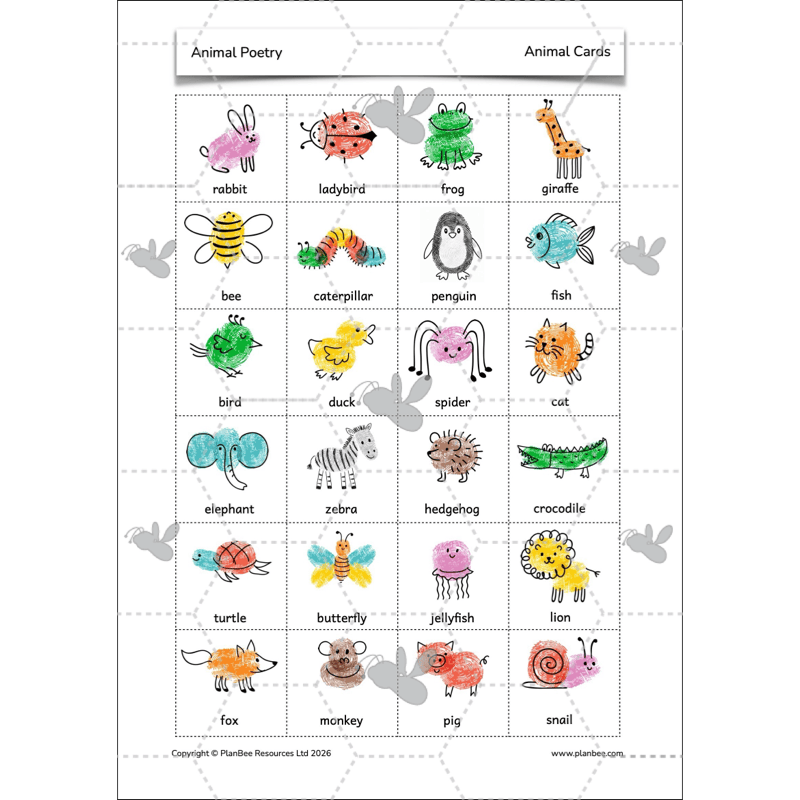 PlanBee Animal Poetry KS1 English Lesson Pack