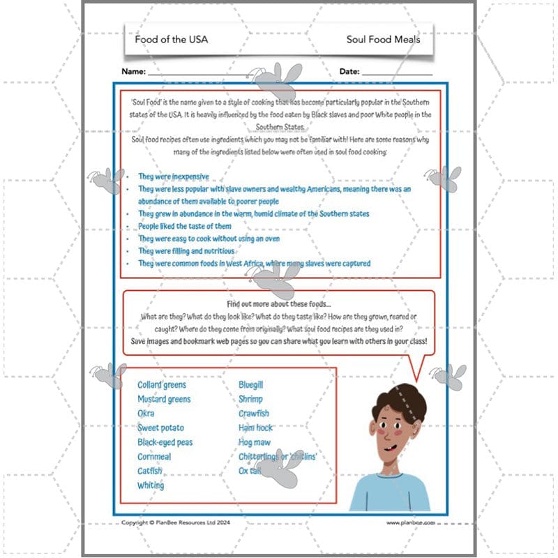 PlanBee Food of the USA KS2 DT Cookery Lessons by PlanBee