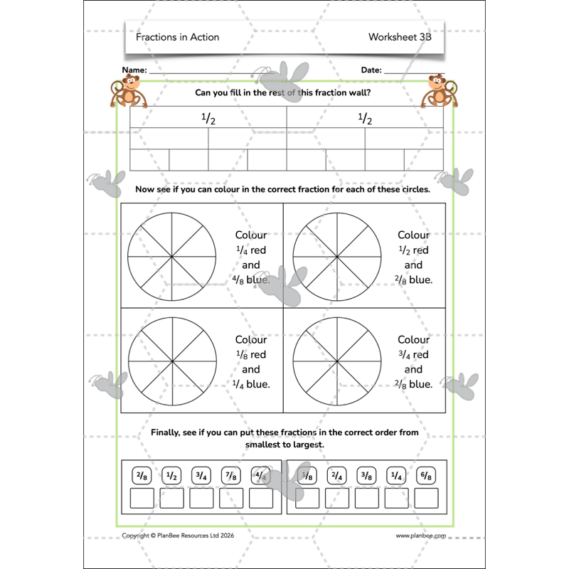 PlanBee Fractions in Action: Year 3 Fractions Planning by PlanBee