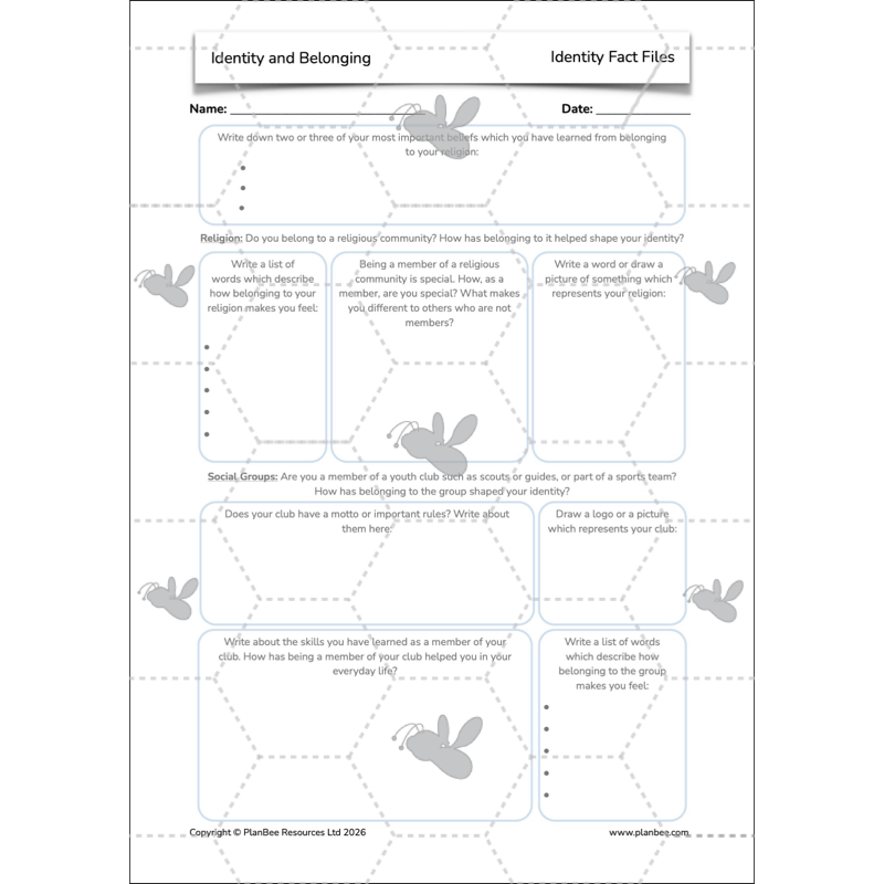 PlanBee Identity and Belonging Year 4 KS2 RE Lesson Pack by PlanBee