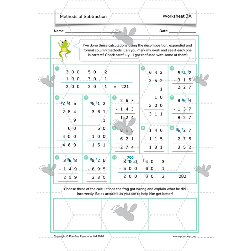 PlanBee Methods of Subtraction Year 4 Maths Lessons by PlanBee