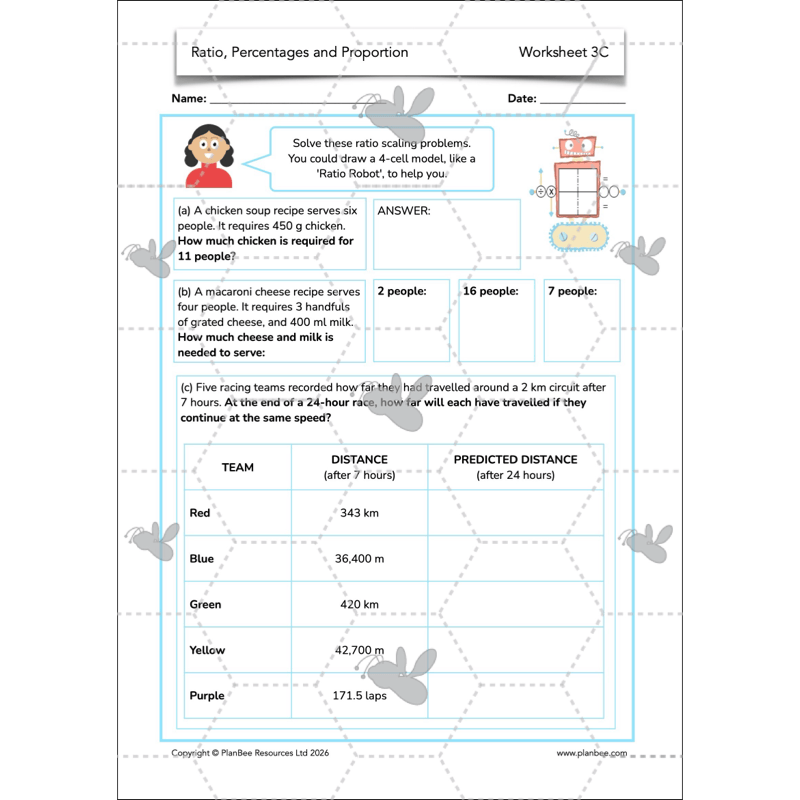PlanBee Ratio, Percentages and Proportion: Year 6 Maths