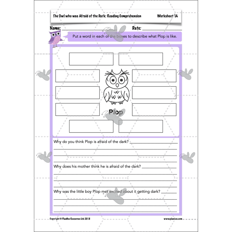 PlanBee The Owl who was Afraid of the Dark | KS2 Comprehension