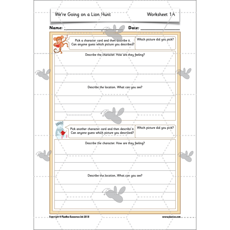 PlanBee We're Going on a Lion Hunt KS1 English Lesson Planning