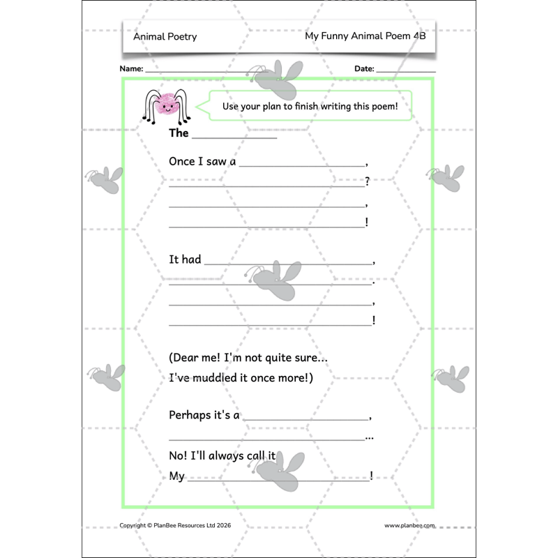 PlanBee Animal Poetry KS1 English Lesson Pack