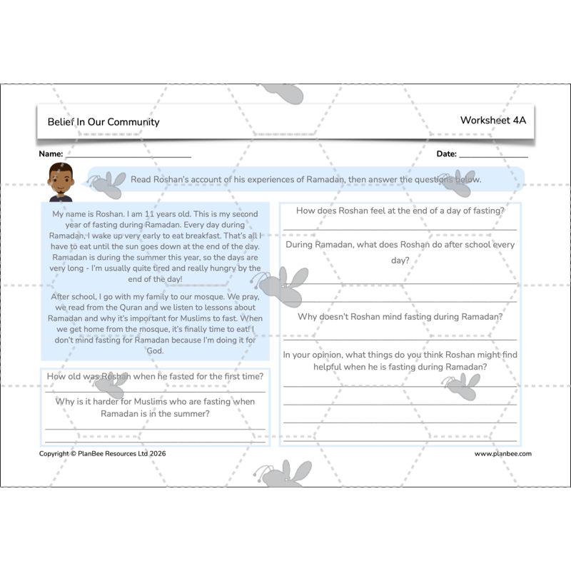 PlanBee Belief In Our Community: Complete set of KS2 RE lessons