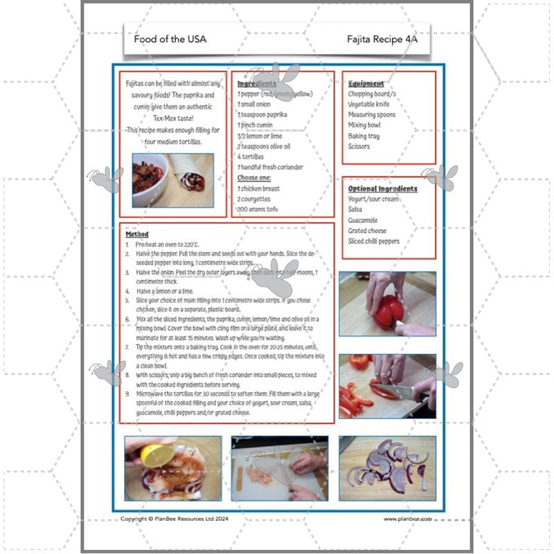 PlanBee Food of the USA KS2 DT Cookery Lessons by PlanBee