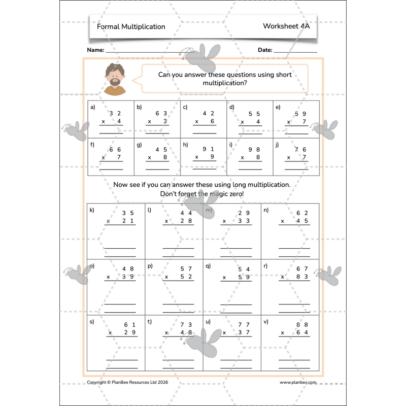 PlanBee Formal Multiplication Year 5 Maths Lessons by PlanBee