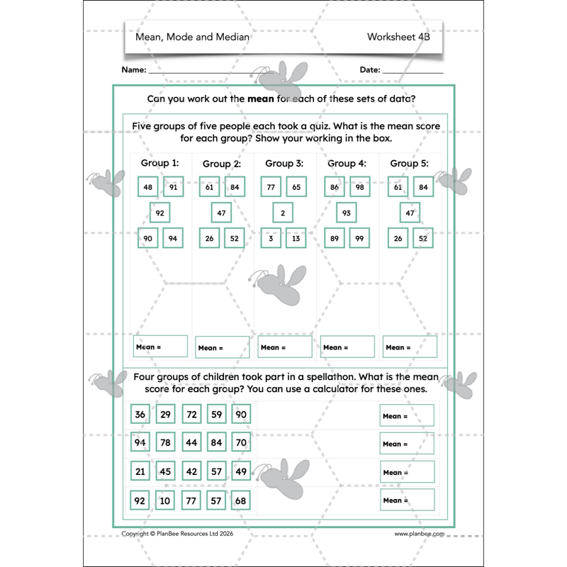 PlanBee Mean Median and Mode Year 6 Maths by PlanBee