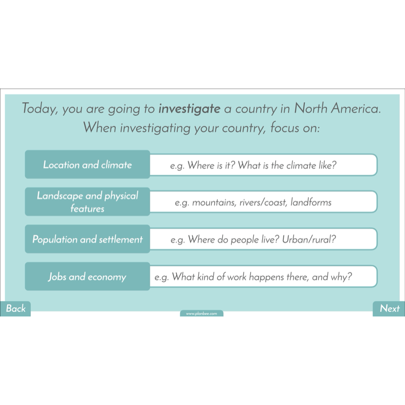 PlanBee North America KS2 Geography Lesson Pack