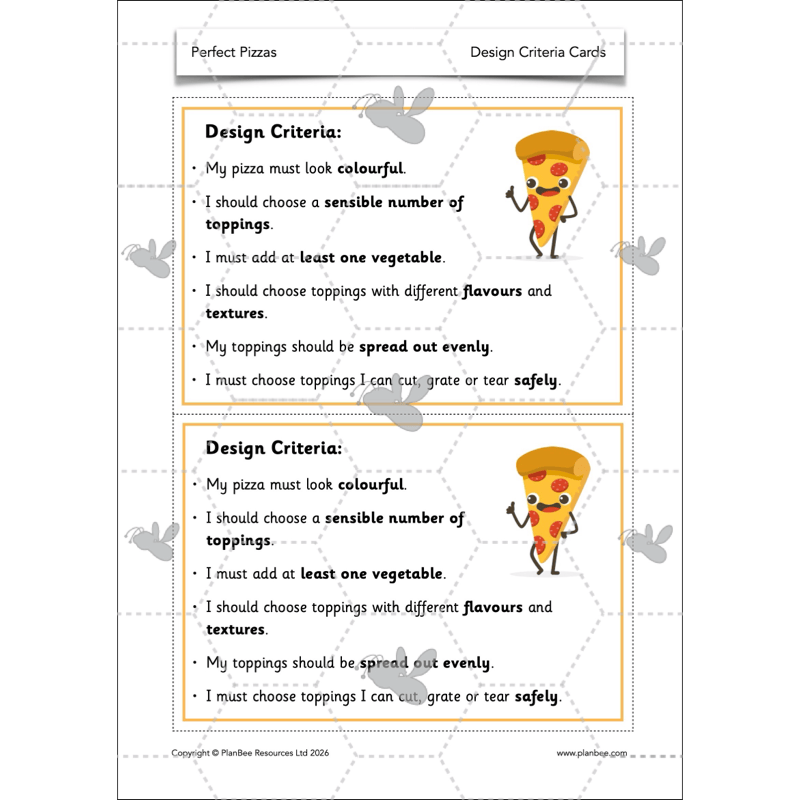 PlanBee Perfect Pizzas KS1 DT Lesson Pack