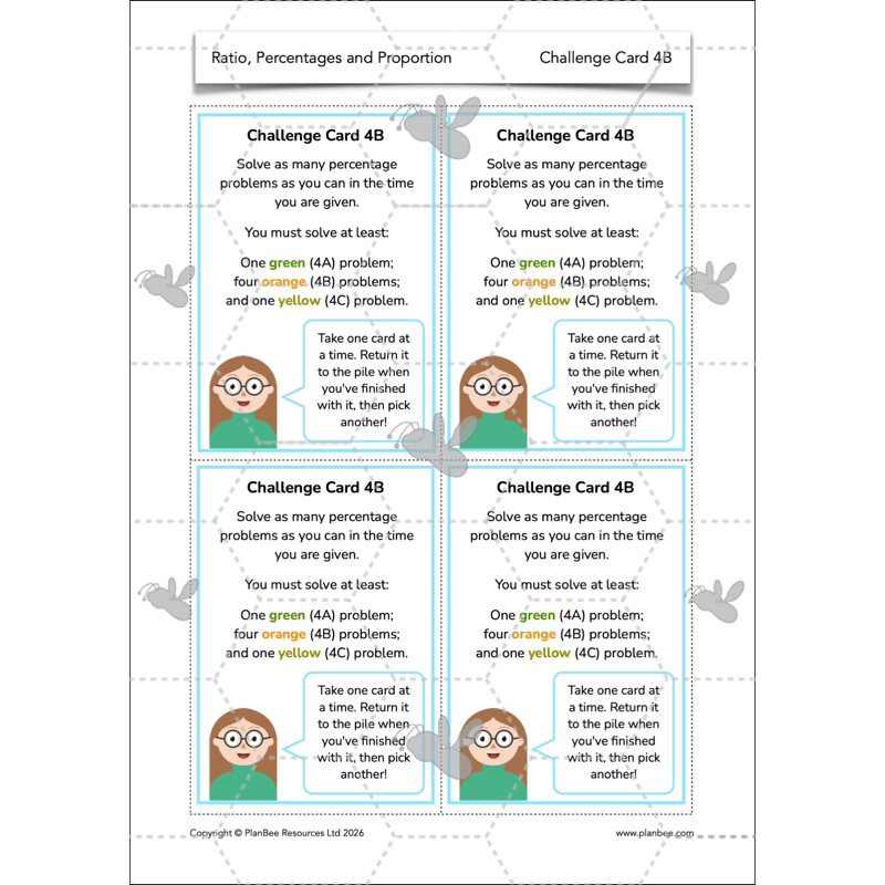 PlanBee Ratio, Percentages and Proportion: Year 6 Maths