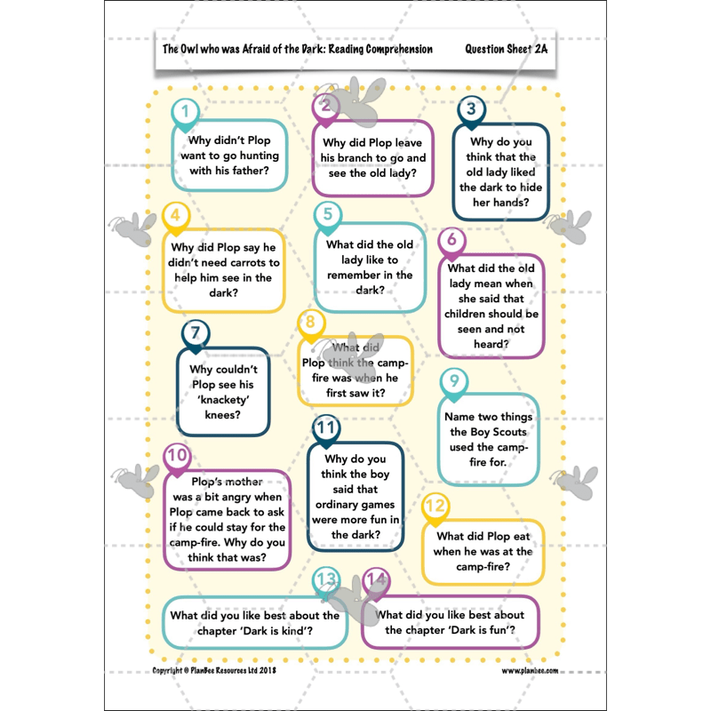 PlanBee The Owl who was Afraid of the Dark | KS2 Comprehension