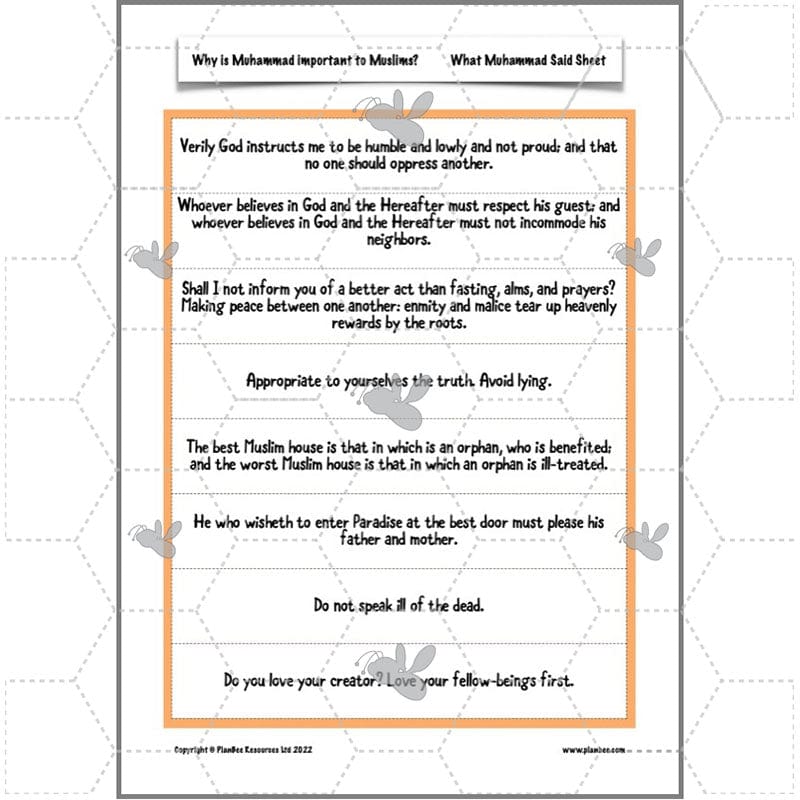 PlanBee Why is Muhammad important to Muslims? Year 5 RE Lessons