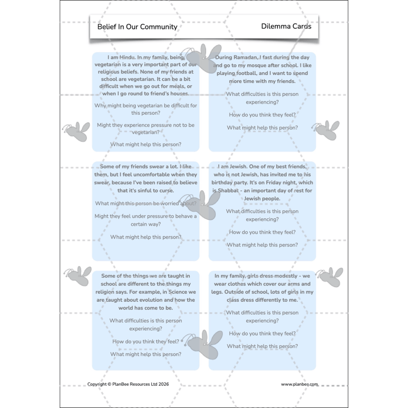 PlanBee Belief In Our Community: Complete set of KS2 RE lessons