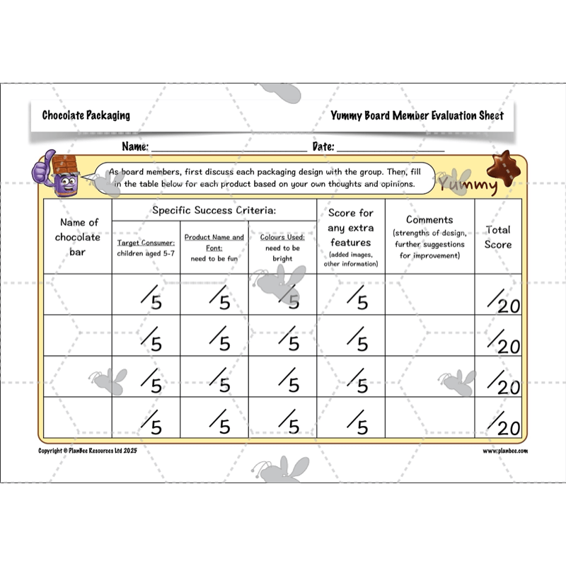 PlanBee Chocolate Packaging | KS2 DT lessons