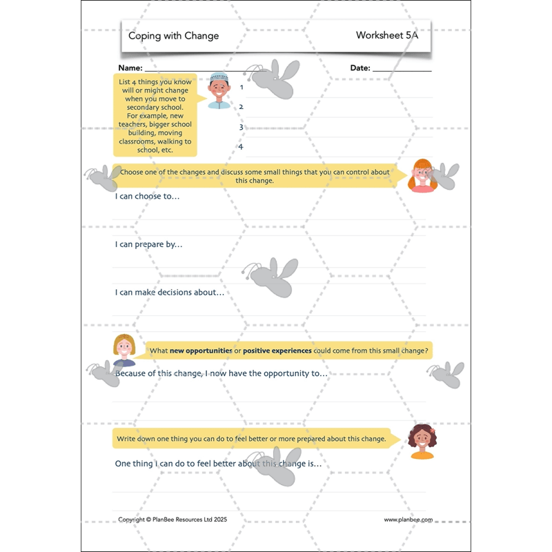 PlanBee Coping with Change - Year 6 Transition PSHE Activities