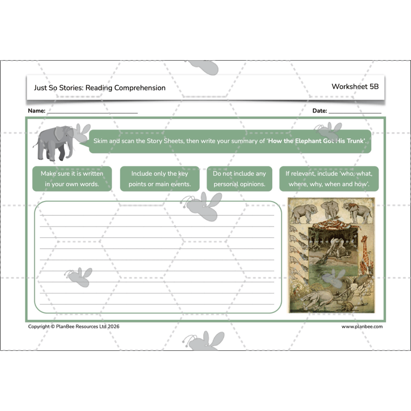 PlanBee Just So Stories KS2 | Reading Comprehension Year 4