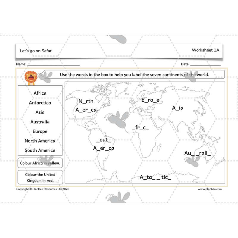 PlanBee Let's go on Safari | Kenya KS1 Geography Lesson Pack