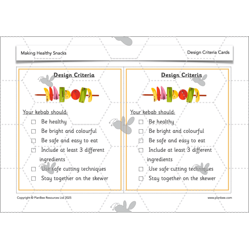 PlanBee Making Healthy Snacks | KS1 DT Lesson Pack