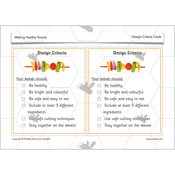 PlanBee Making Healthy Snacks | KS1 DT Lesson Pack
