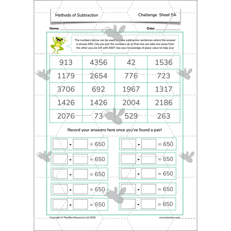 PlanBee Methods of Subtraction Year 4 Maths Lessons by PlanBee