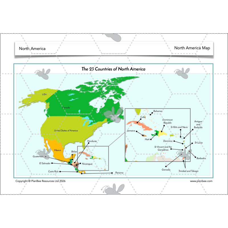 PlanBee North America KS2 Geography Lesson Pack